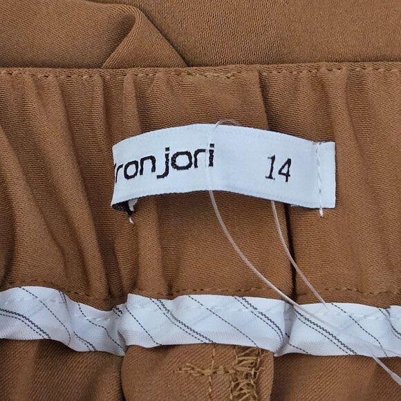 NWT | Brown Pleated Wide Leg High Waisted Trousers Dress Pants | Size 14 - Picture 4 of 6